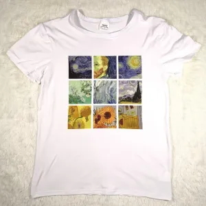 2018 Funny Women Tshirt Tee Vogue Summer Tops Female Clothes Van Gogh Oil Print Round Neck Plus Modal Short Sleeve T shirt Women