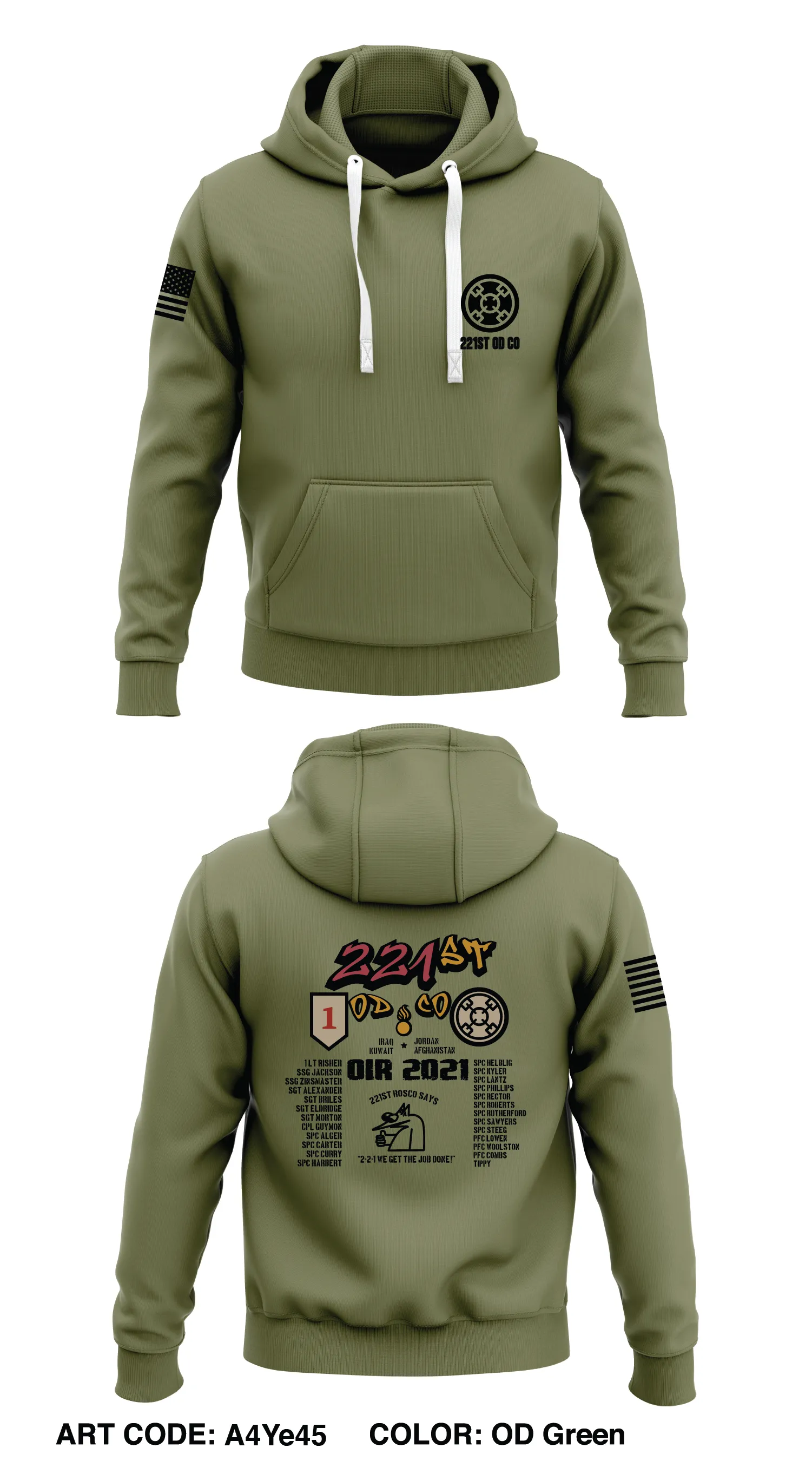 221st OD Co Store 1  Core Men's Hooded Performance Sweatshirt - A4Ye45