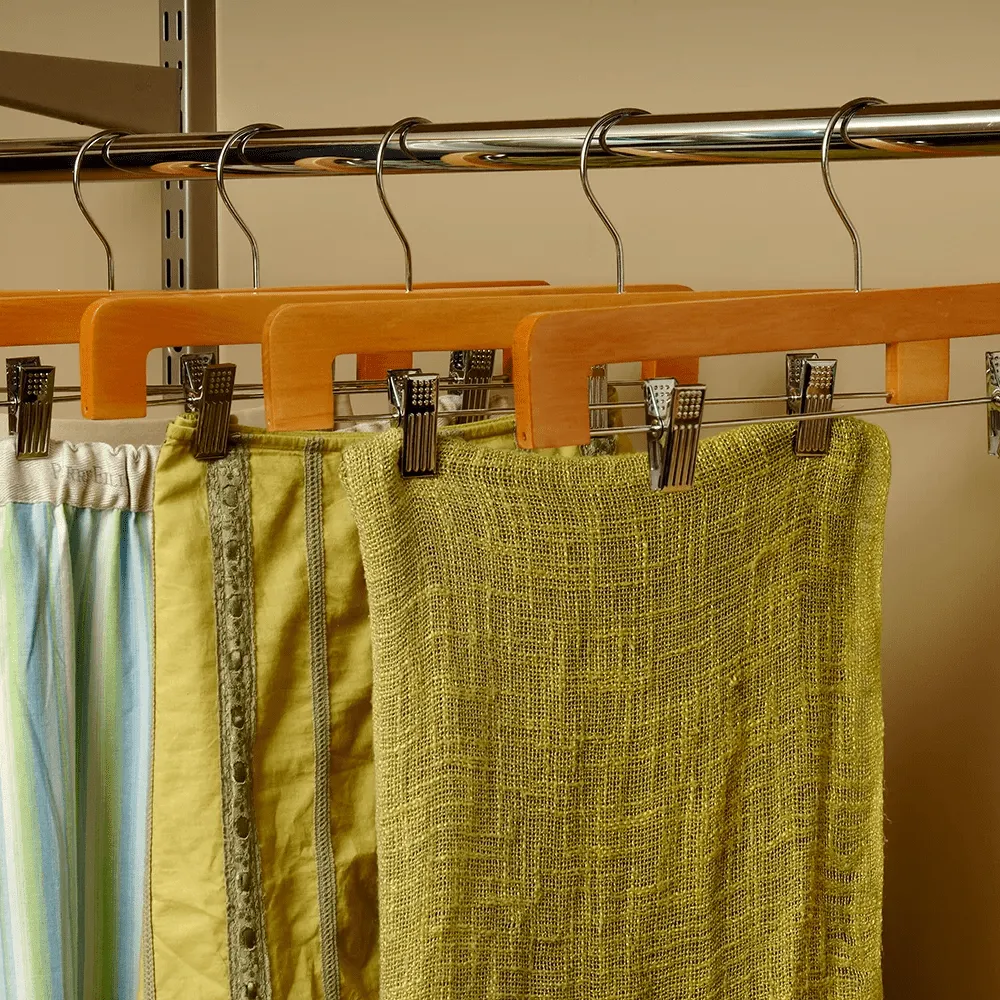 30 Pack Wooden Pant Hanger with Adjustable Cushion Clips for Skirt/Pants