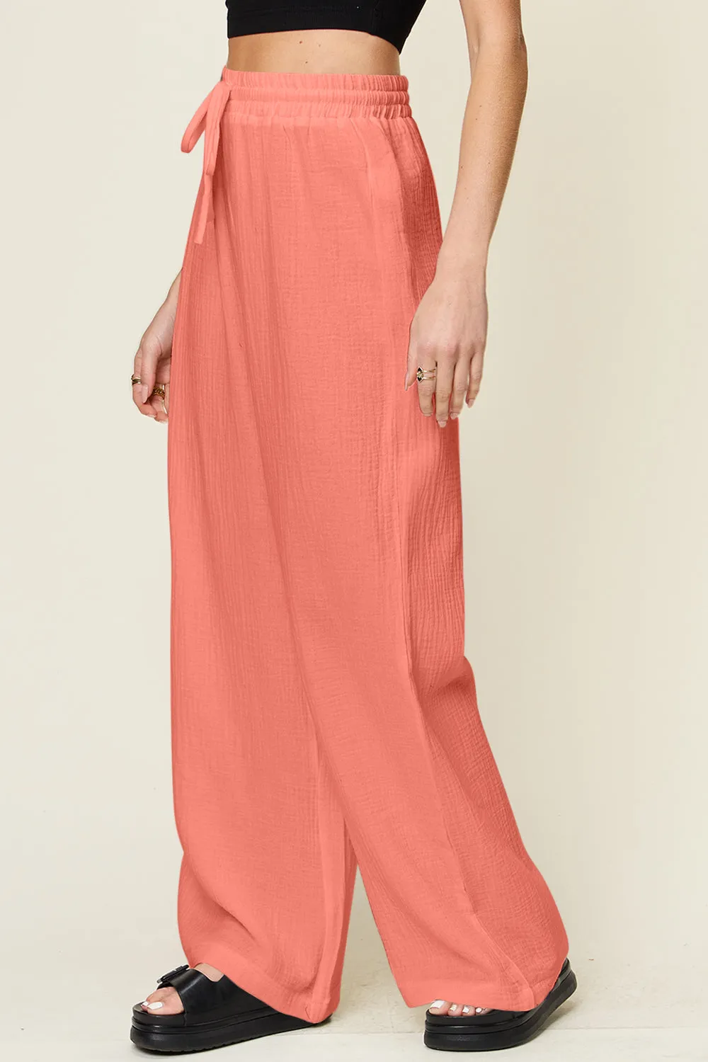 4 Color- Homebody Drawstring Wide Leg Pants