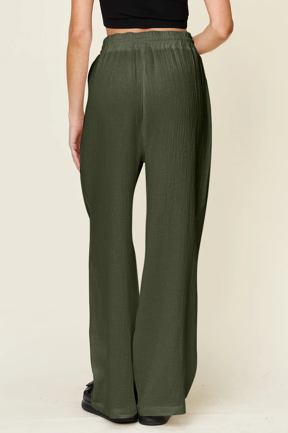 4 Color- Homebody Drawstring Wide Leg Pants