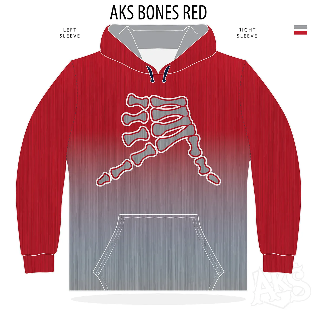 AkS Bones Fade Hoodie in Red & Gray