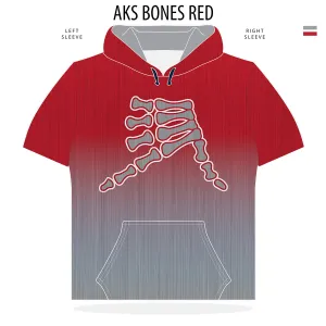 AkS Bones Fade Short Sleeve Hoodie in Red & Gray