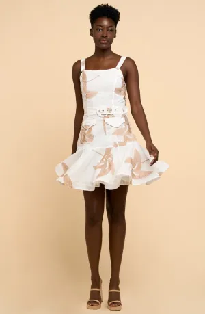 Alivia Embroidered Pinwheel Mini Dress - White