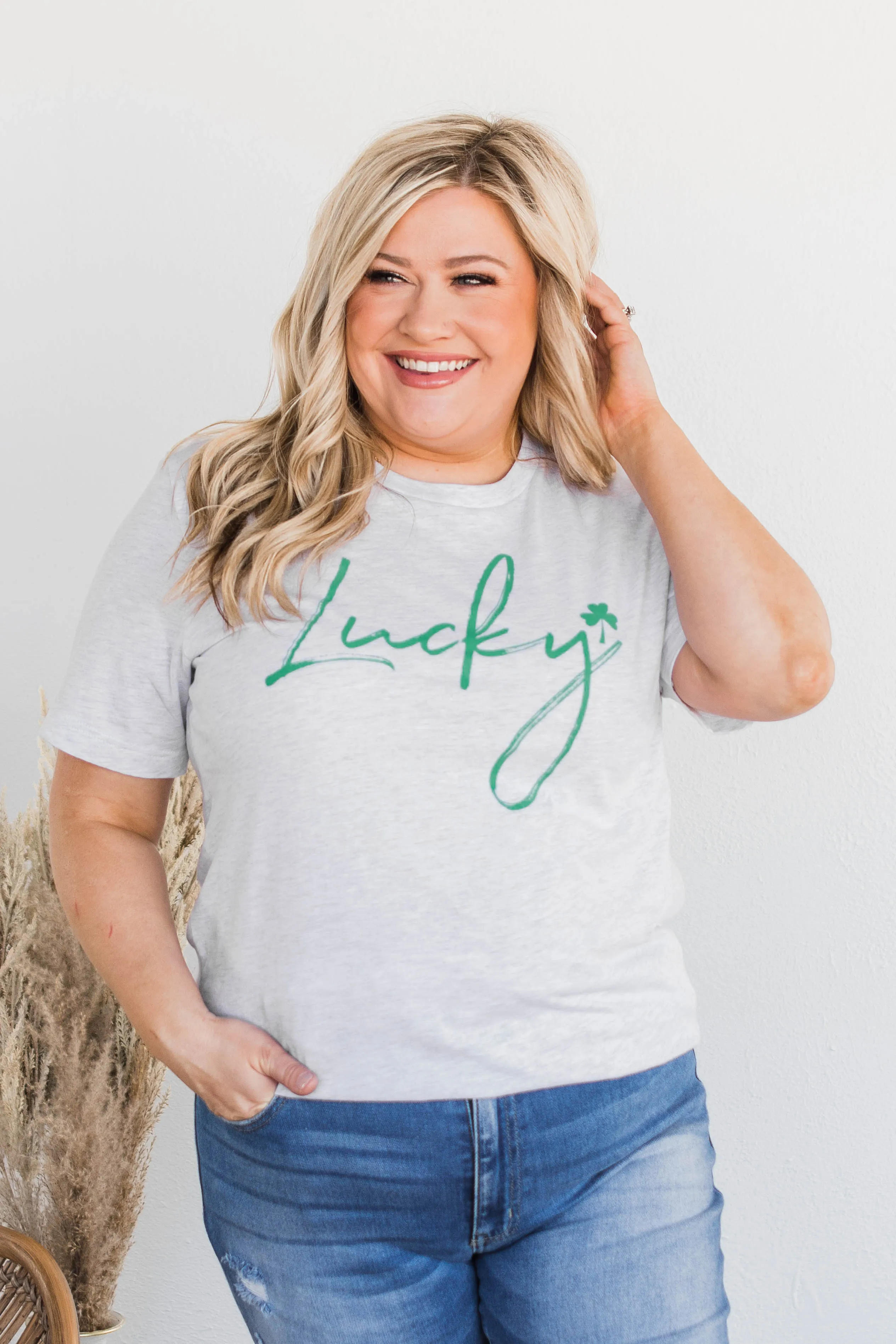 Always "Lucky" Graphic Tee- Grey