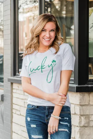 Always "Lucky" Graphic Tee- Grey