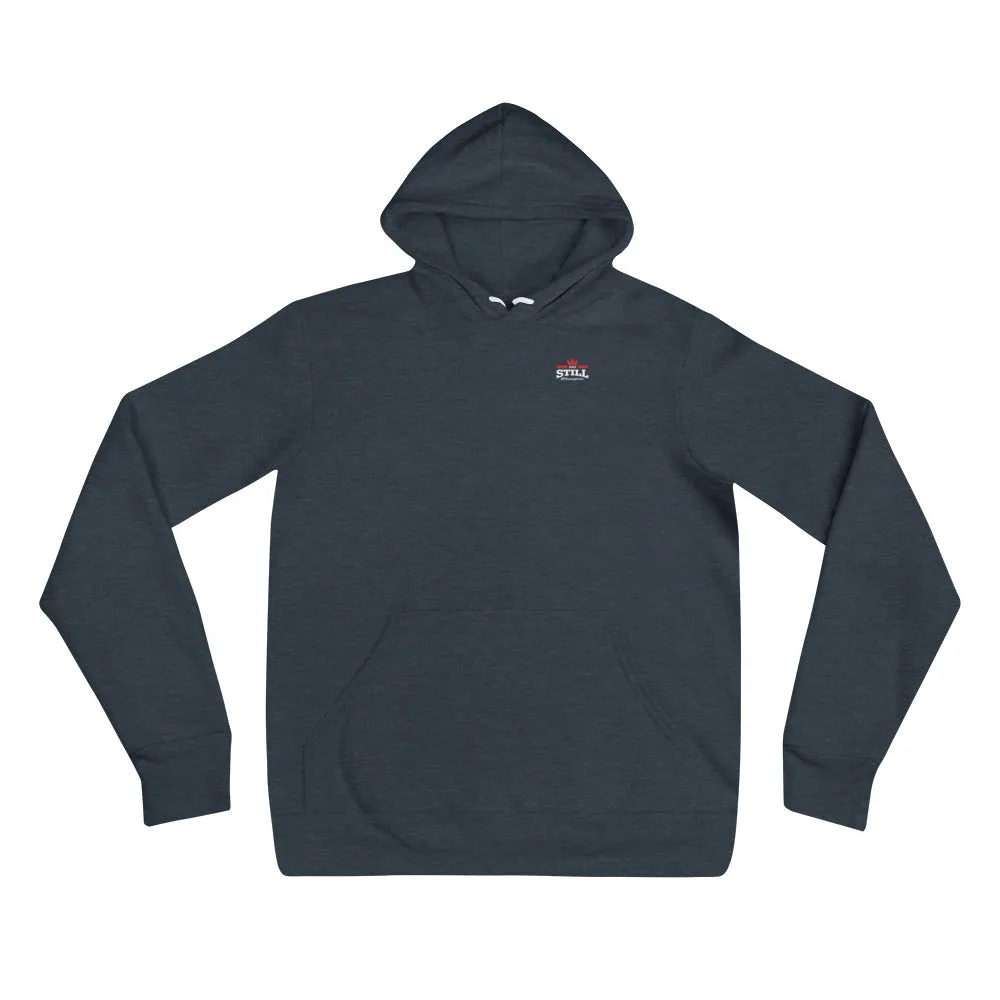 And Still Champion crest logo in white lettering women's pull-over hoodie