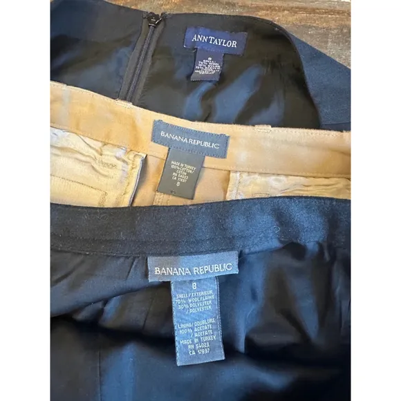 Ann Taylor &amp; Banana Republic Skirt‎ bundle, Size 8, Black &amp; Khaki