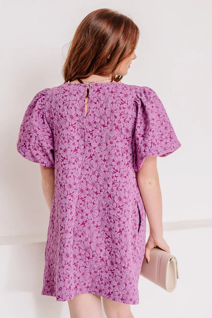 Annabelle Jacquard Mini Dress | Magenta