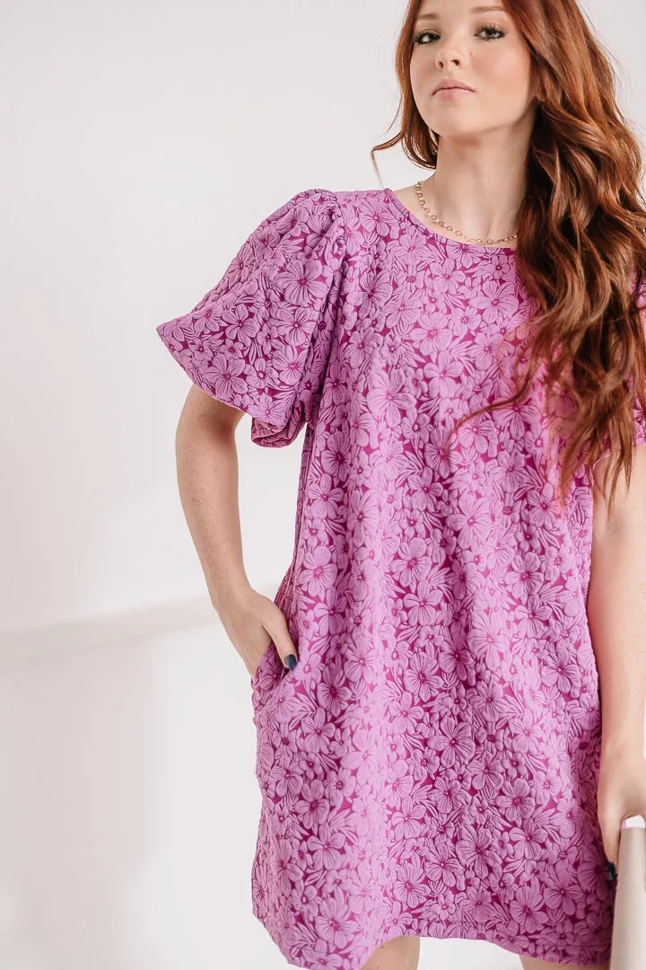 Annabelle Jacquard Mini Dress | Magenta