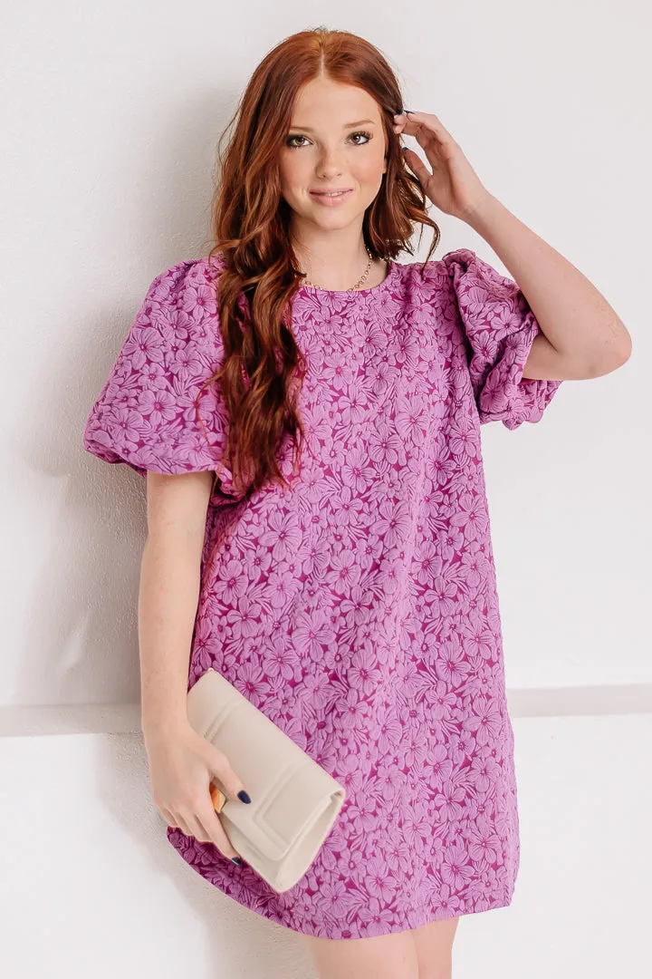 Annabelle Jacquard Mini Dress | Magenta