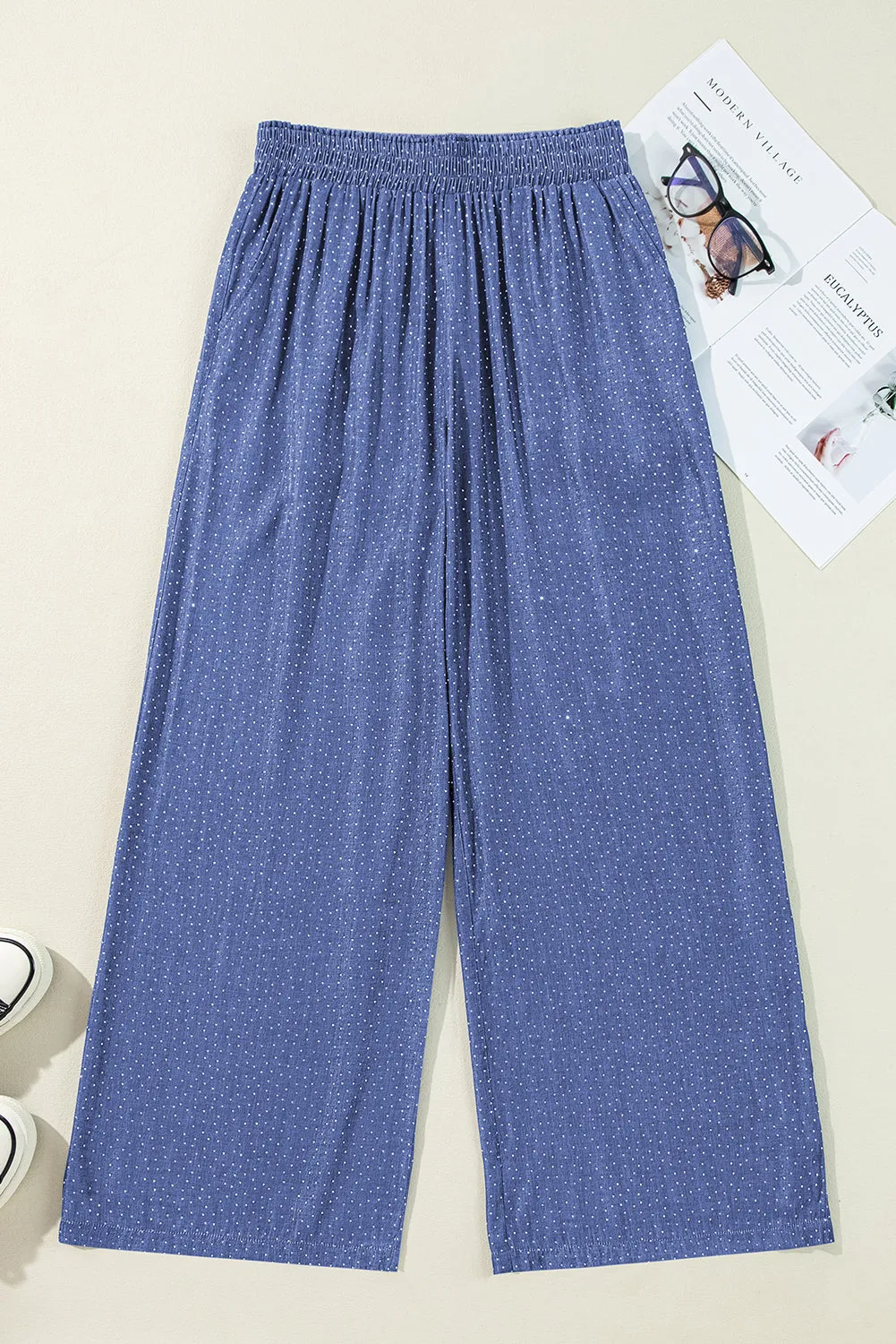 Ashleigh Blue Rhinestone Wide Leg Denim Pants