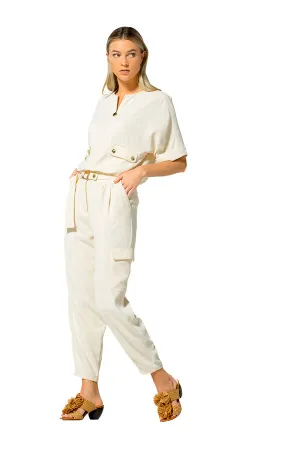 BEIGE ELASTICATED HEM LOOSE TOP