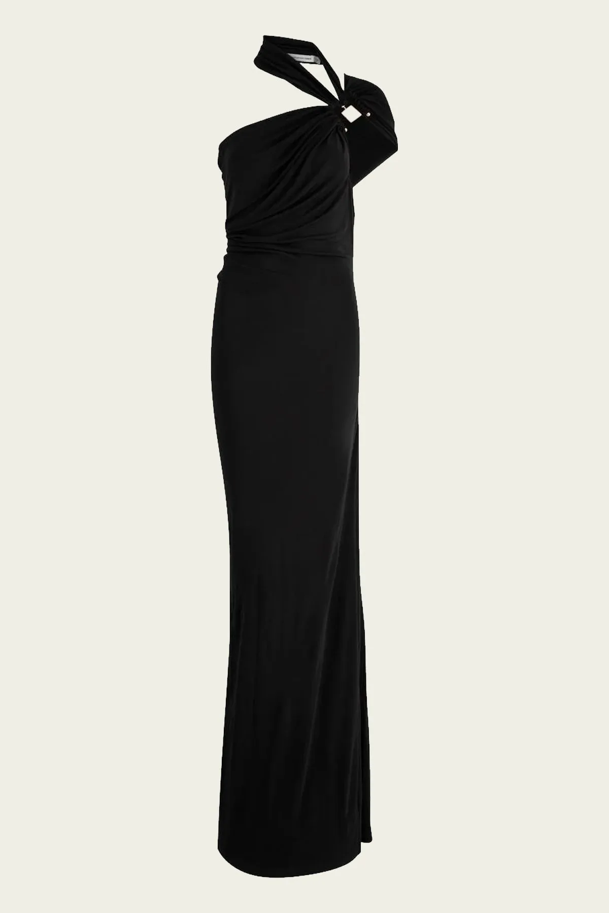 Bezel Quartz Halter Dress in Black