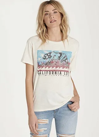 Billabong Women's Batik Cali Bear Cali Love Graphic Tee | White Cap
