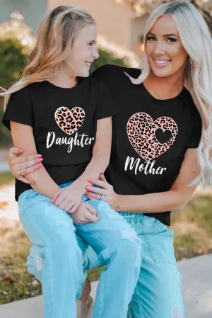 Black Leopard Heart Mother Graphic Tee