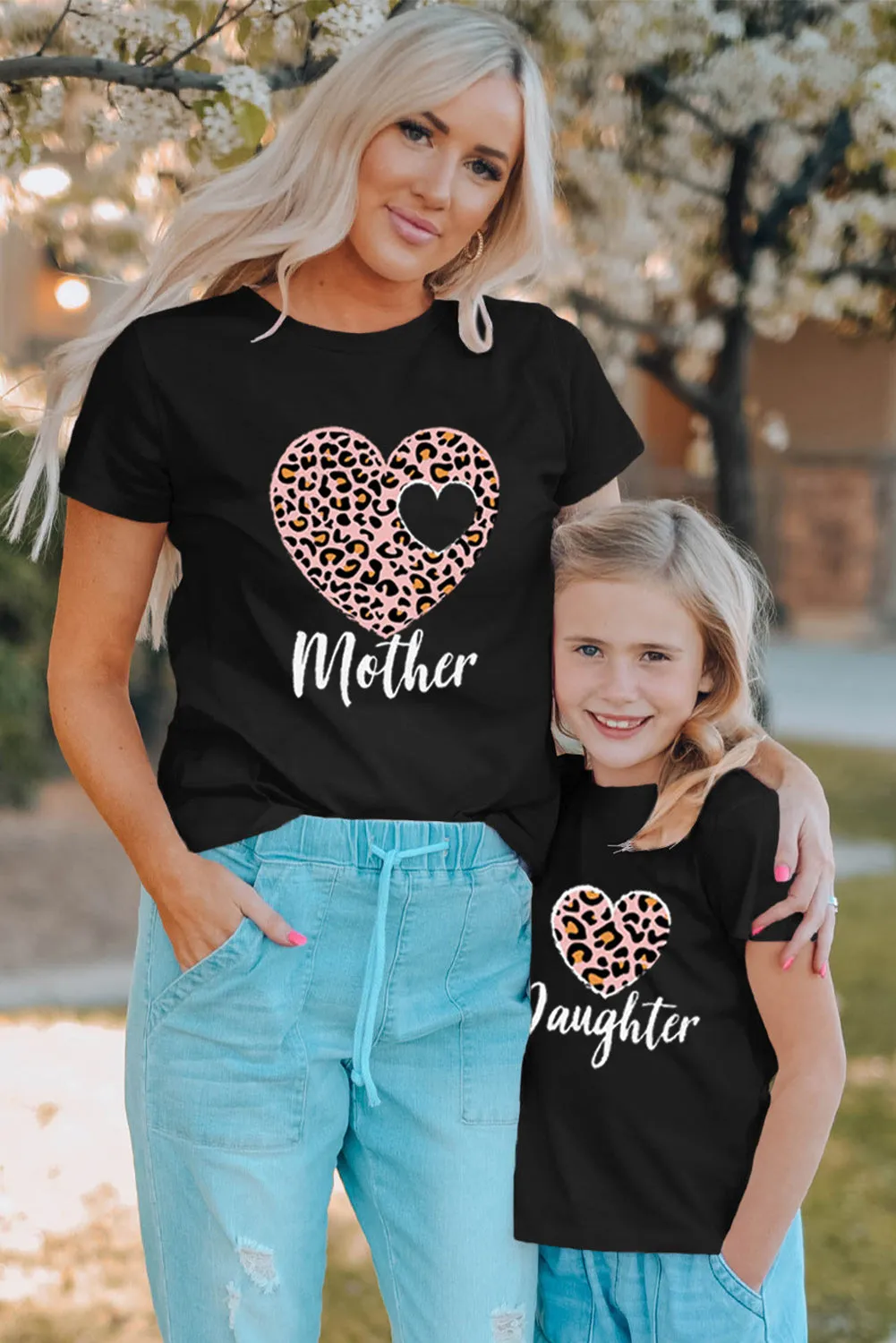 Black Leopard Heart Mother Graphic Tee