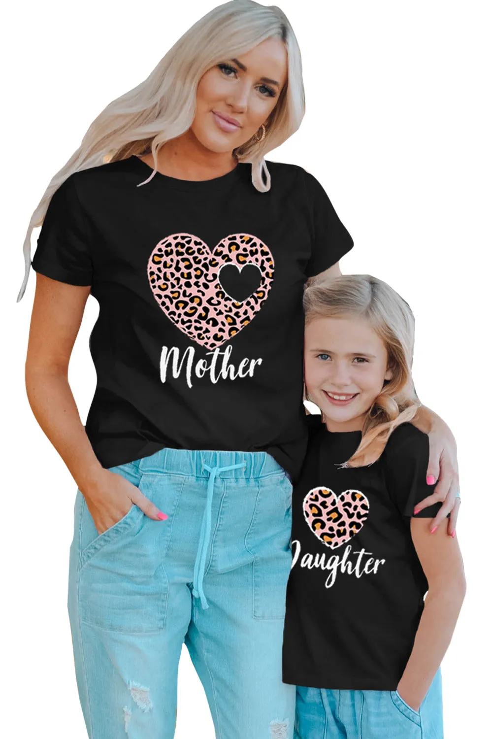 Black Leopard Heart Mother Graphic Tee