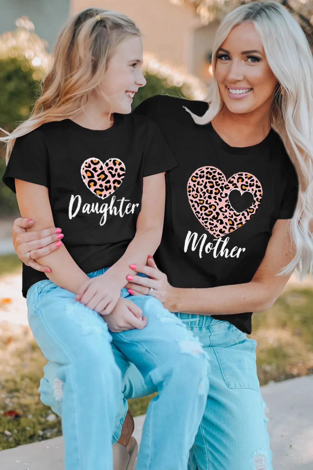 Black Leopard Heart Mother Graphic Tee