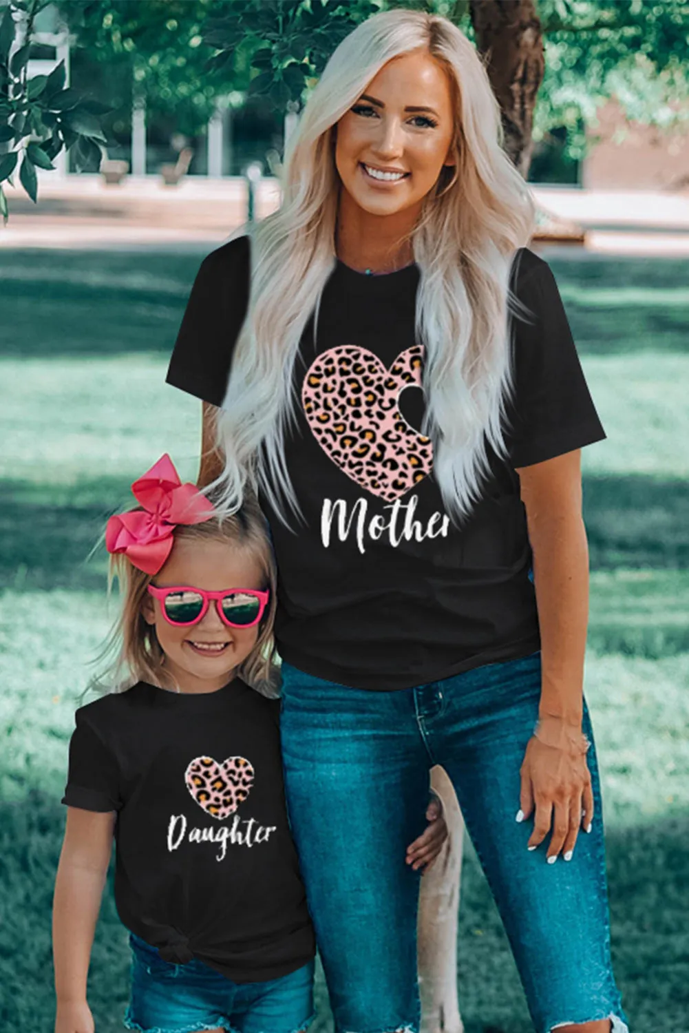 Black Leopard Heart Mother Graphic Tee