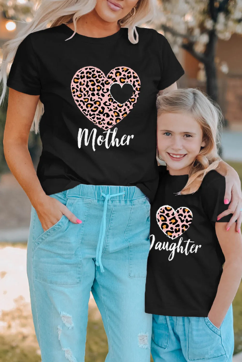 Black Leopard Heart Mother Graphic Tee