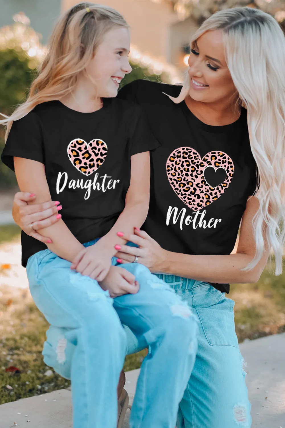 Black Leopard Heart Mother Graphic Tee