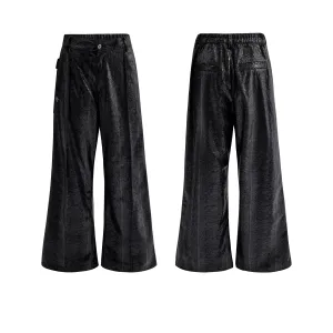 Black Metallic Wide Leg Pants