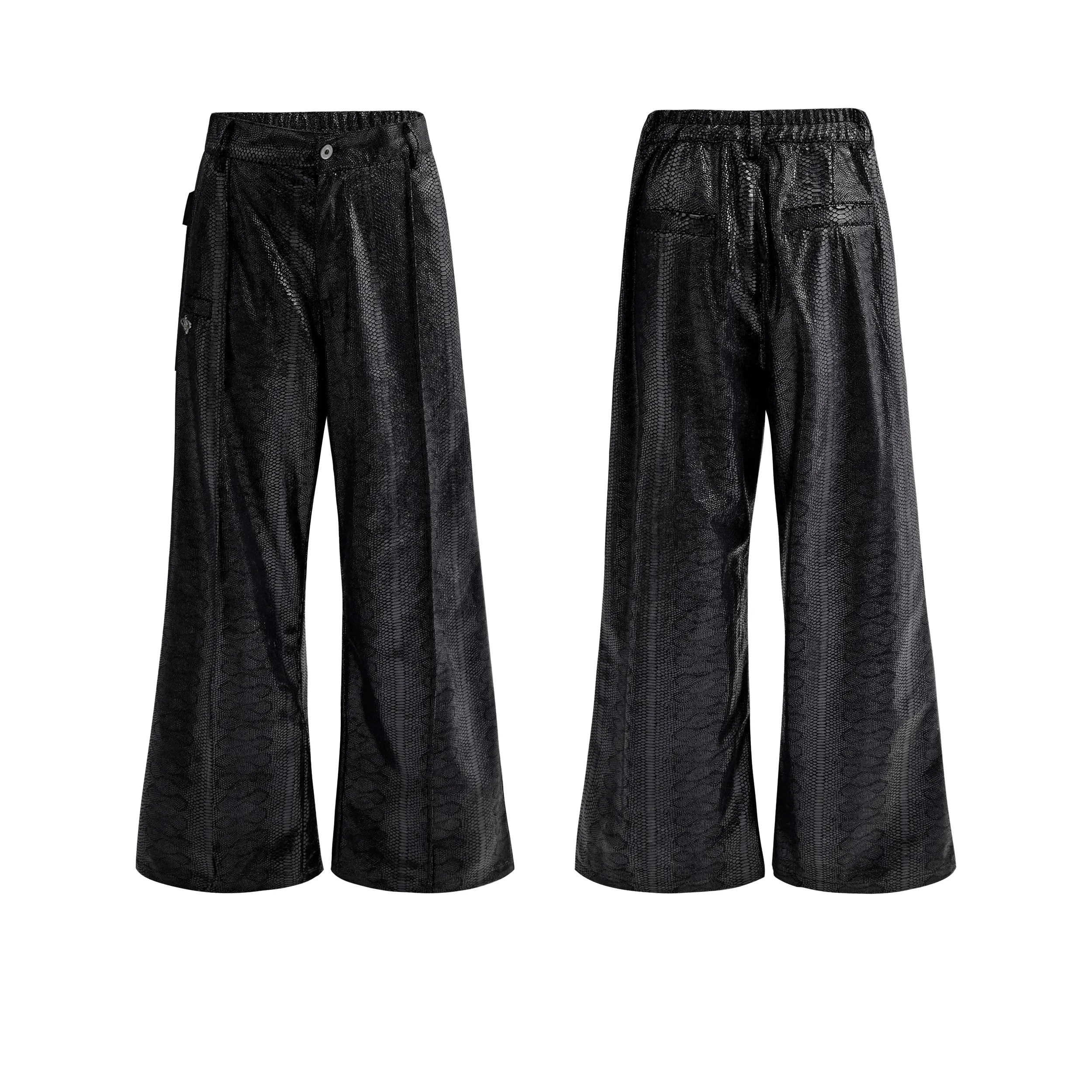 Black Metallic Wide Leg Pants