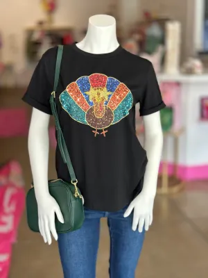 Black Thanksgiving graphic turkey top