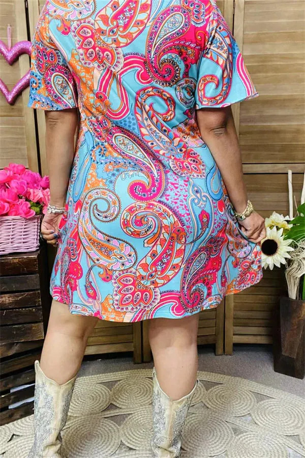 Blue paisley dress