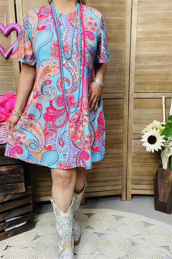 Blue paisley dress