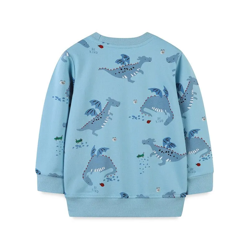 Boys Dinosaurs Print Cotton Sweatshirts - Blue