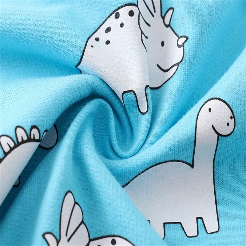 Boys Dinosaurs Print Cotton Sweatshirts - Light Blue