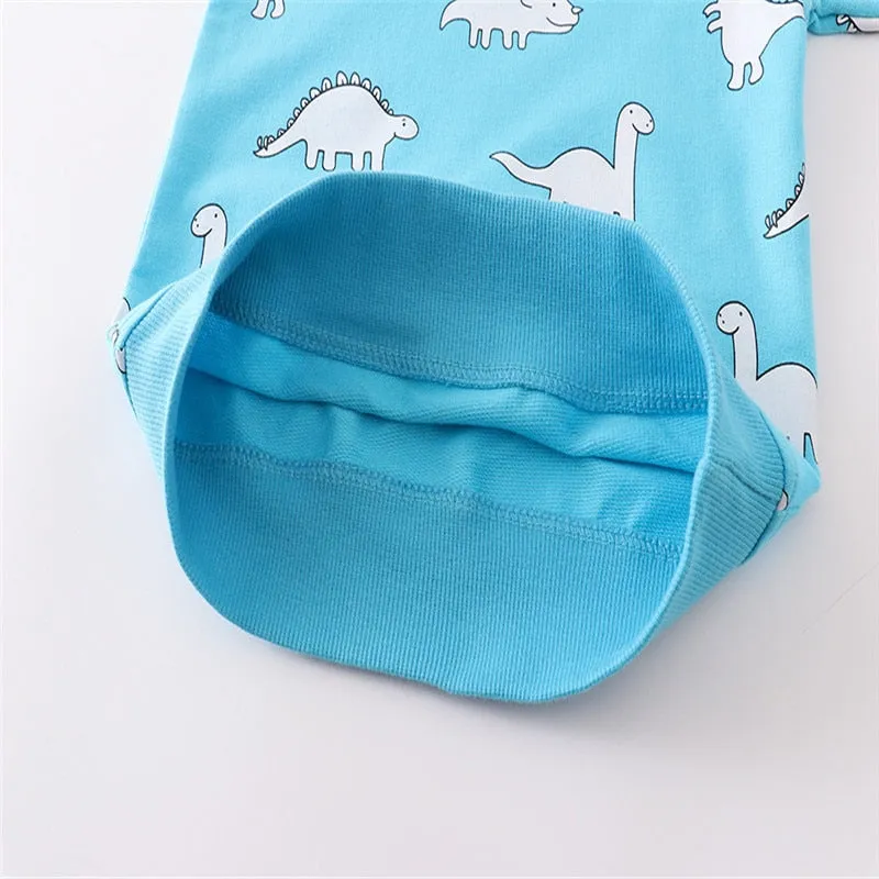 Boys Dinosaurs Print Cotton Sweatshirts - Light Blue