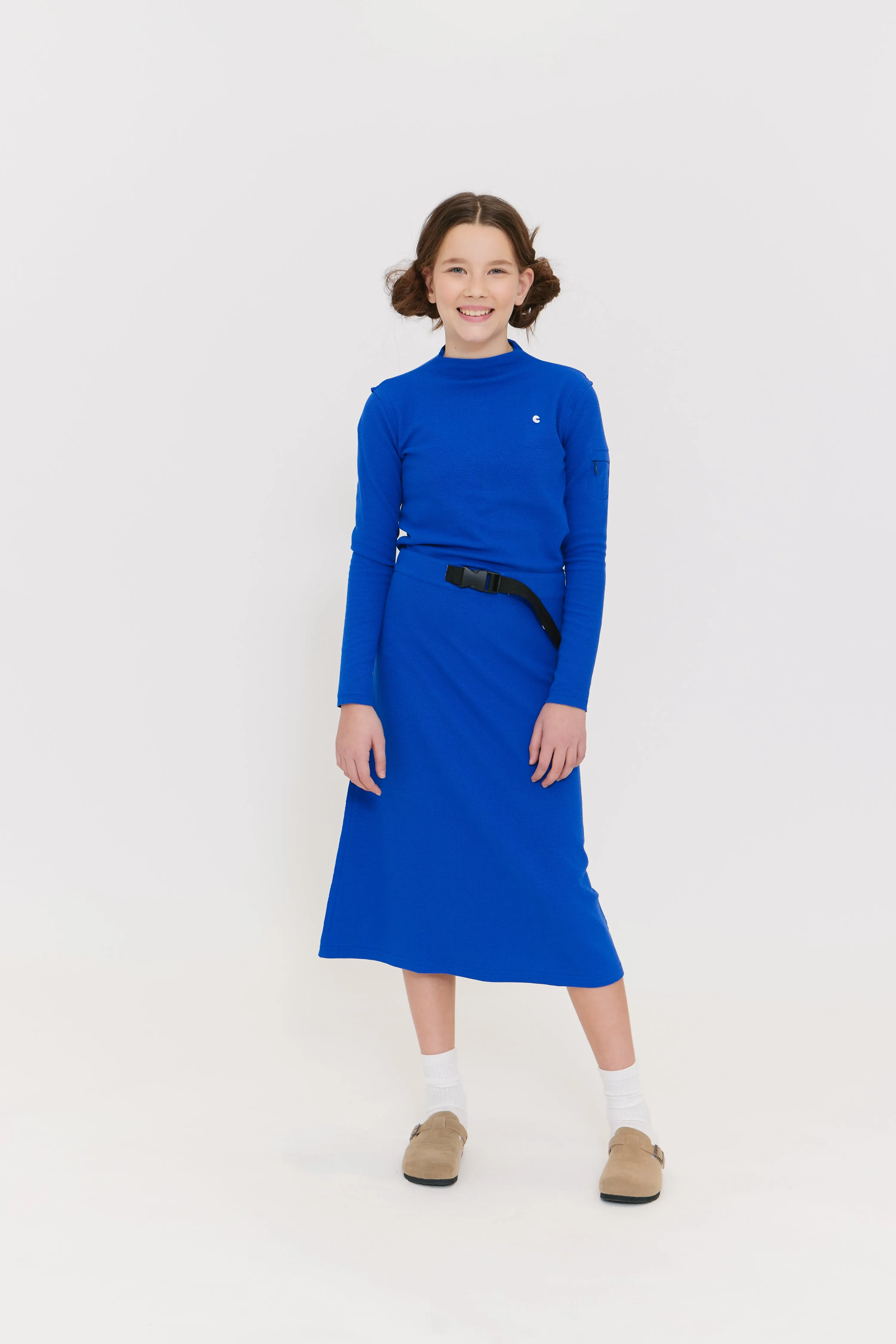 Buckle blue skirt by Crew Basics