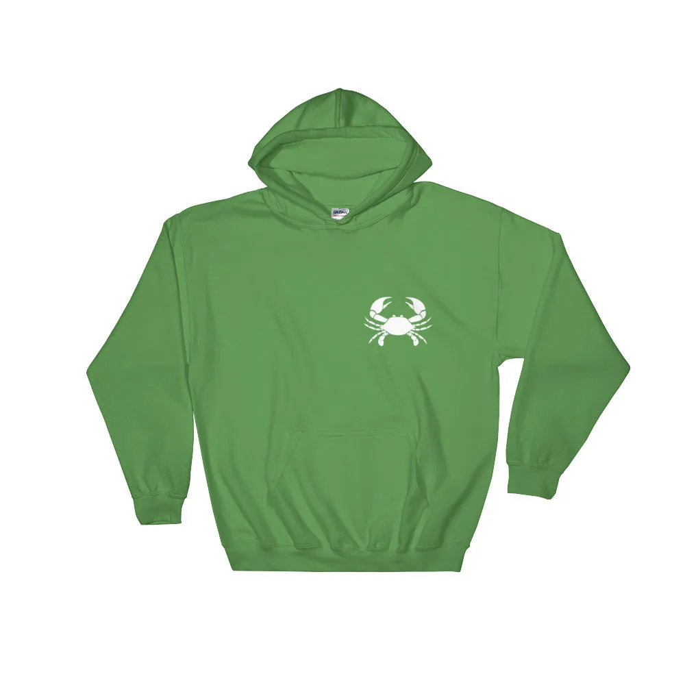 CANCER HOODIE - Zodiac Symbol Print on Front and Crab Outline on Back - Hooded Sweatshirt for Men