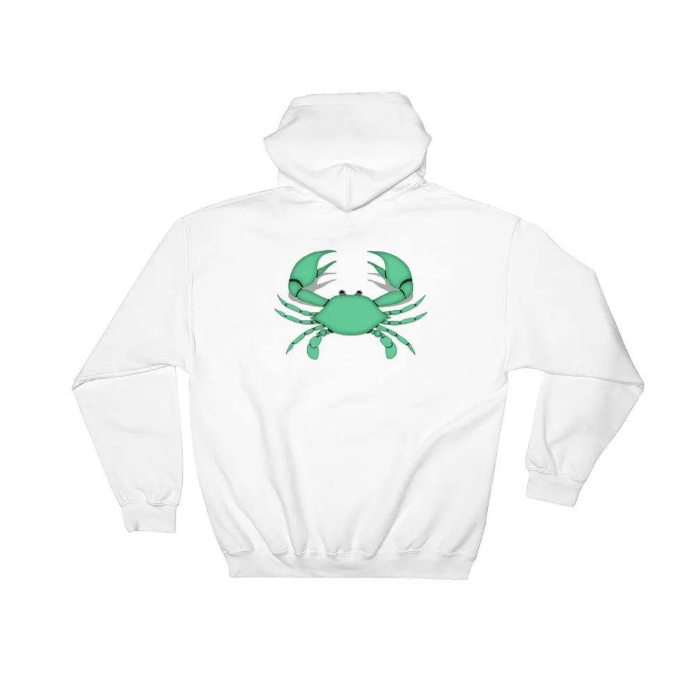 CANCER HOODIE - Zodiac Symbol Print on Front and Green Crab on Back - Hooded Sweatshirt for Men
