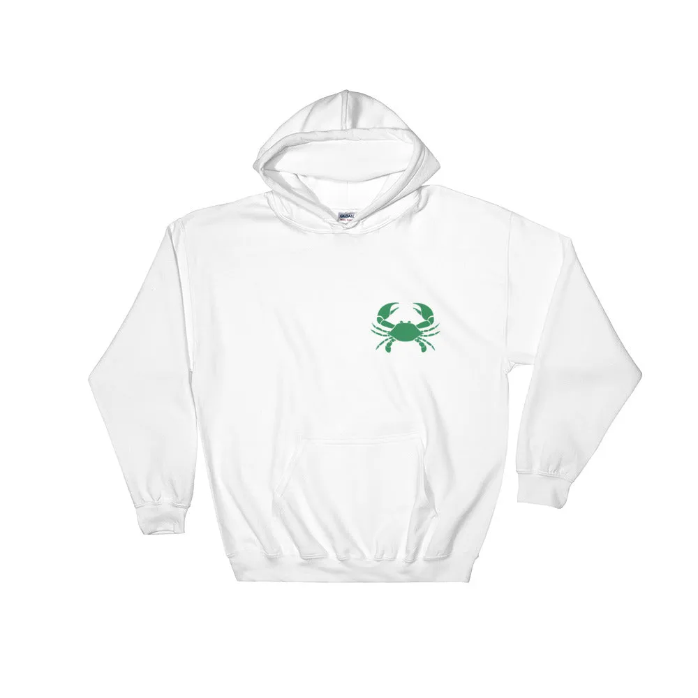 CANCER HOODIE - Zodiac Symbol Print on Front and Green Crab on Back - Hooded Sweatshirt for Men