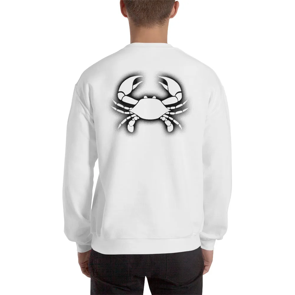 CANCER SWEATSHIRT for Men - Zodiac Symbol Print on Front and Crab Outline on Back