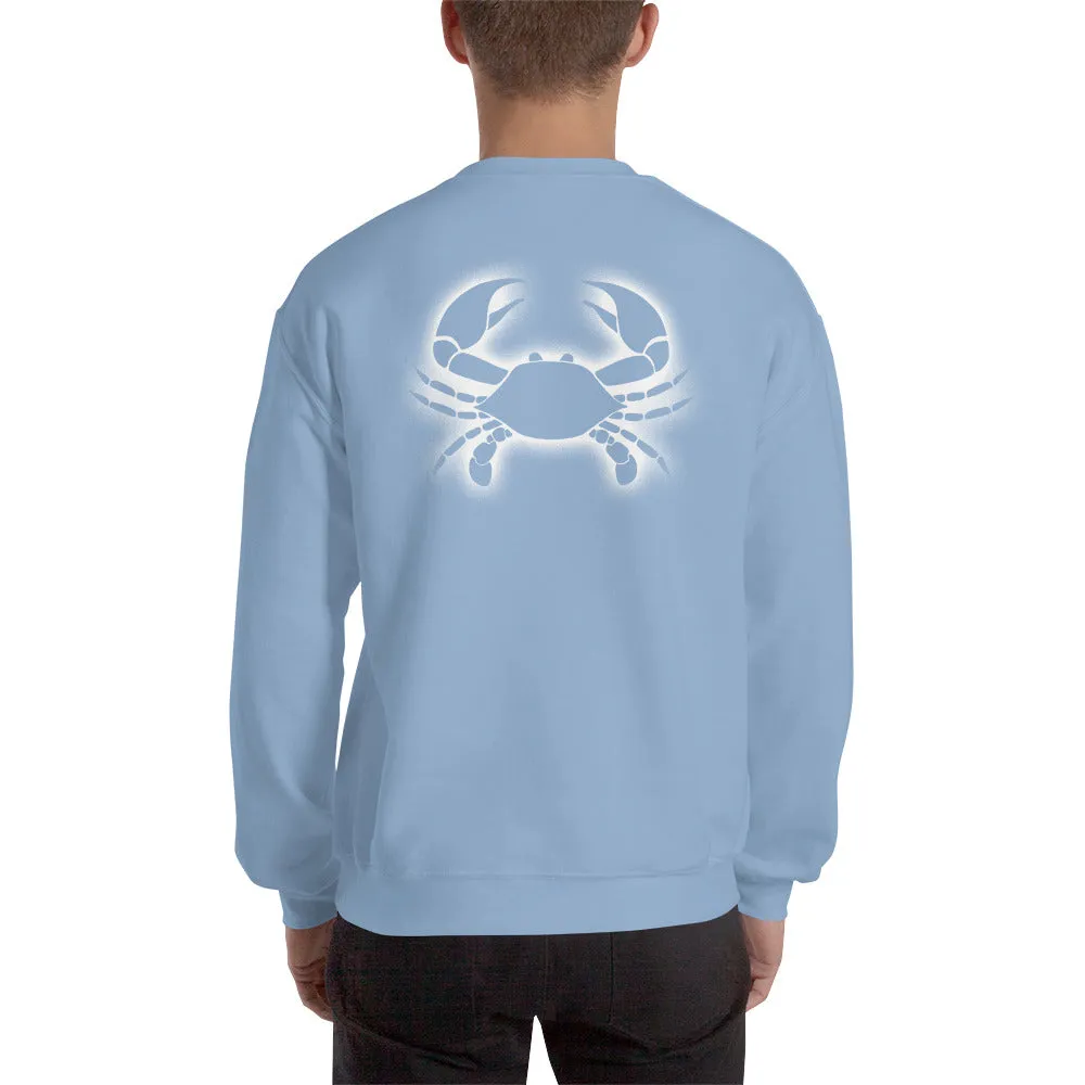CANCER SWEATSHIRT for Men - Zodiac Symbol Print on Front and Crab Outline on Back