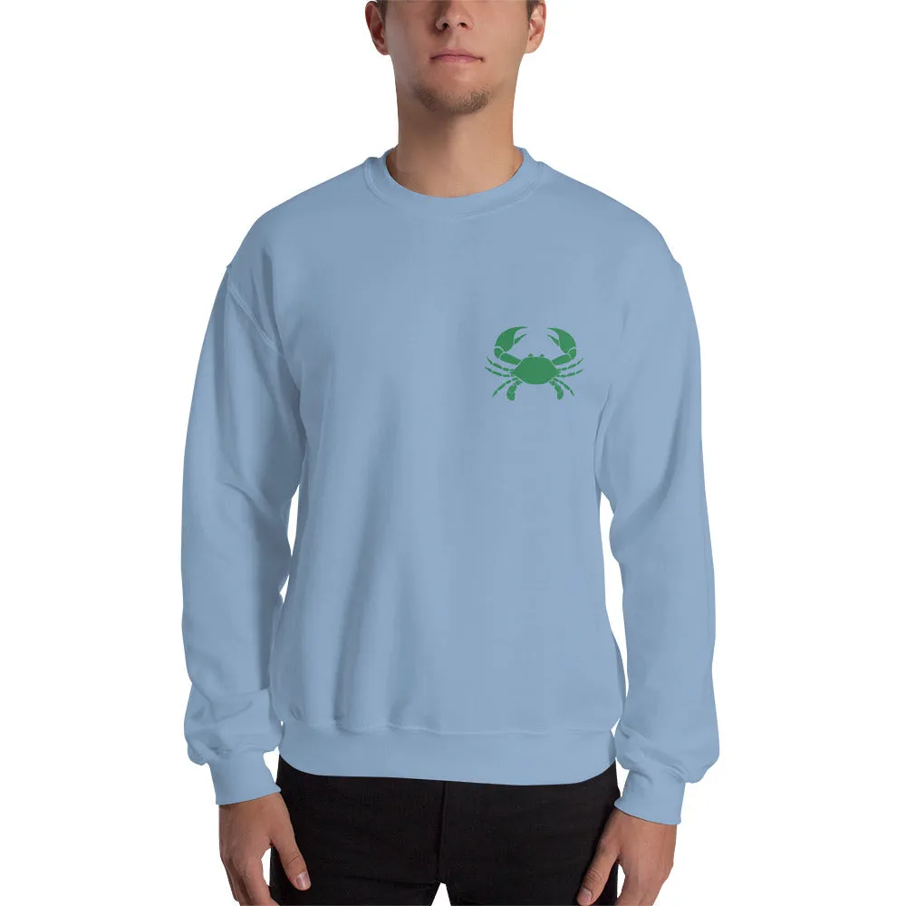 CANCER SWEATSHIRT for Men - Zodiac Symbol Print on Front and Green Crab on Back