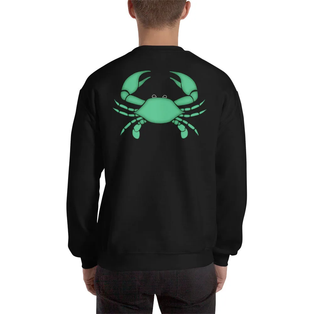CANCER SWEATSHIRT for Men - Zodiac Symbol Print on Front and Green Crab on Back