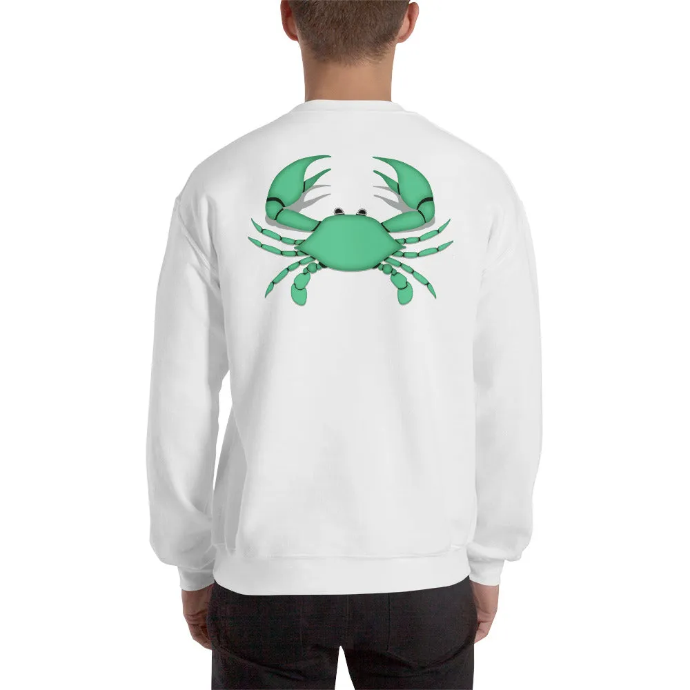 CANCER SWEATSHIRT for Men - Zodiac Symbol Print on Front and Green Crab on Back