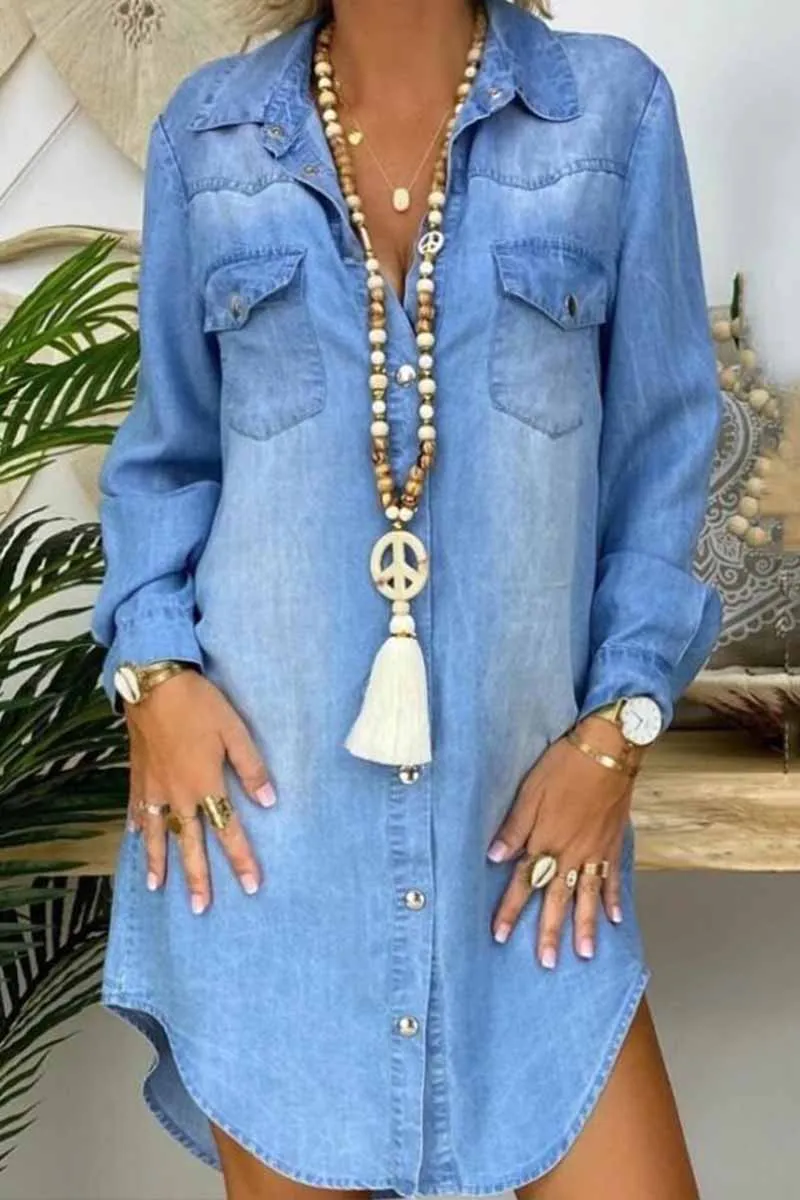 Chicindress Buttoned Pockets Design Denim Mini Dress