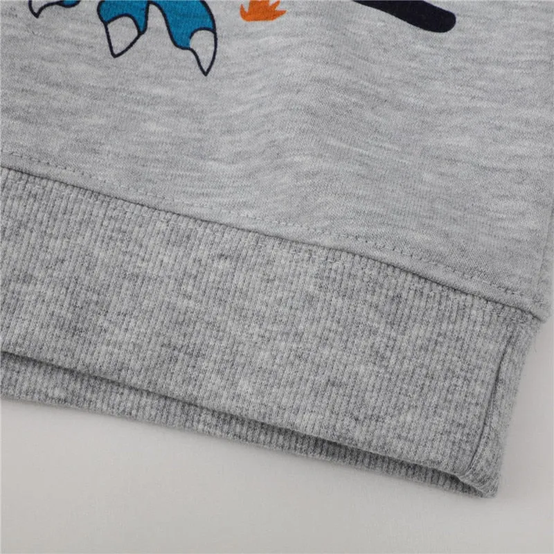 Children's Dinosaurs Print Cotton Sweatshirts - Grey