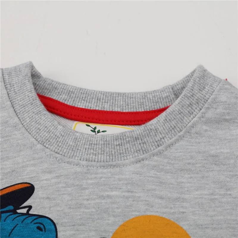 Children's Dinosaurs Print Cotton Sweatshirts - Grey