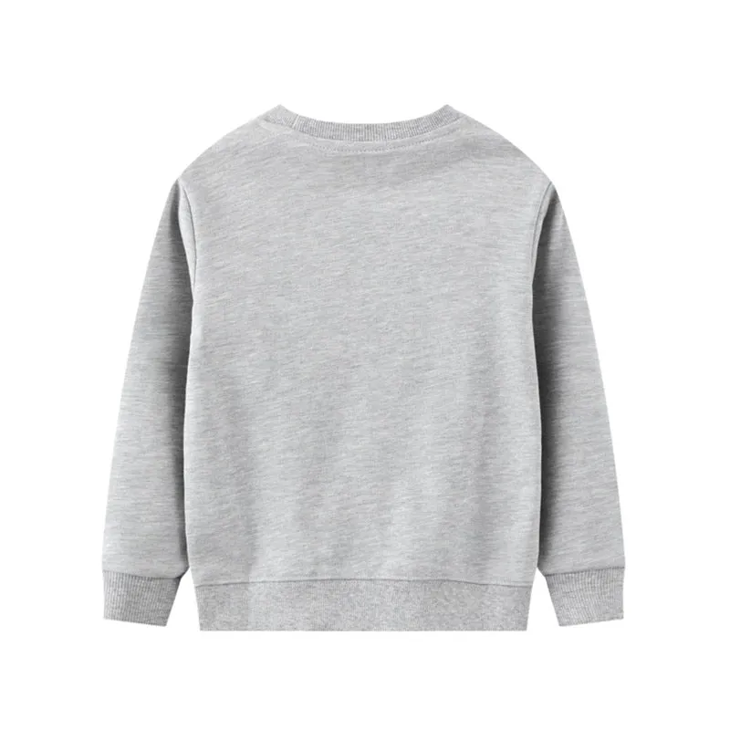 Children's Dinosaurs Print Cotton Sweatshirts - Grey