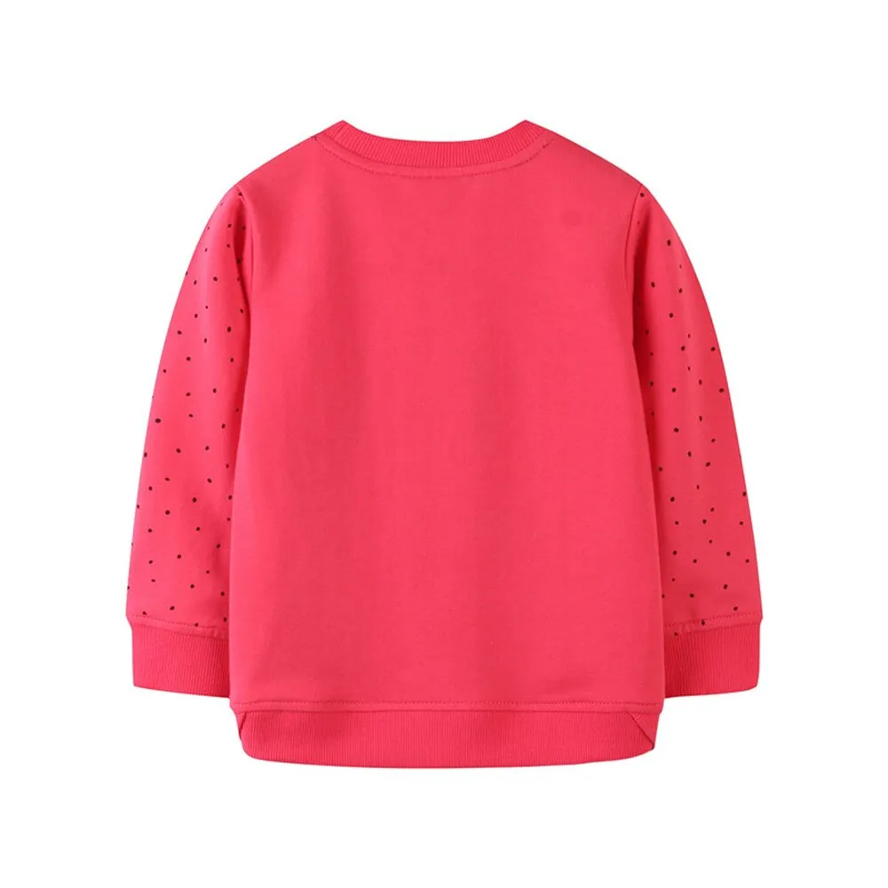 Children's Embroidered Cartoon Bunny Long Sleeve Cotton Sweatshirt - Hot Pink