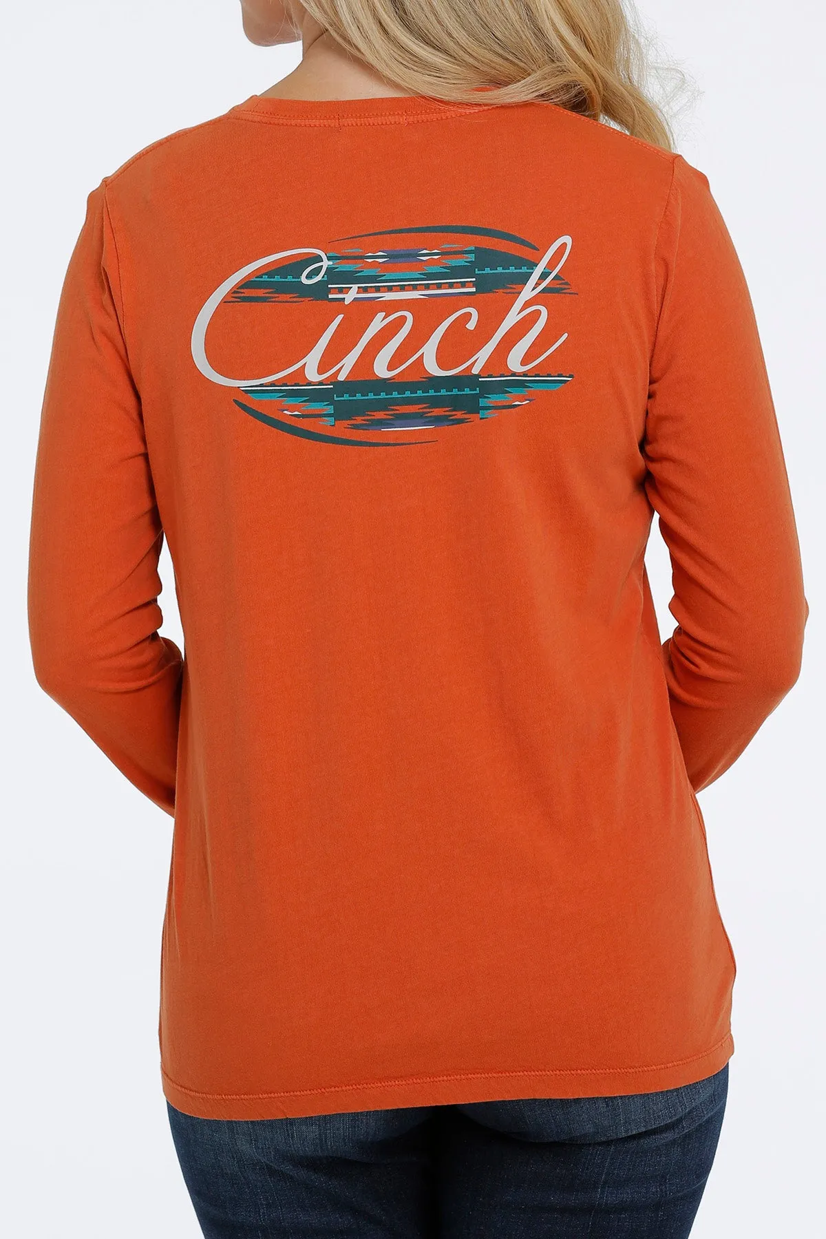 Cinch Women's Copper Orange Graphic Logo Shirt
