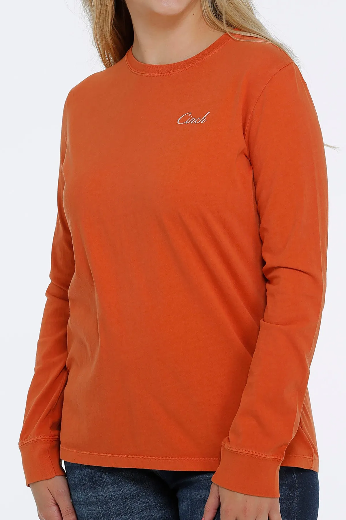 Cinch Women's Copper Orange Graphic Logo Shirt